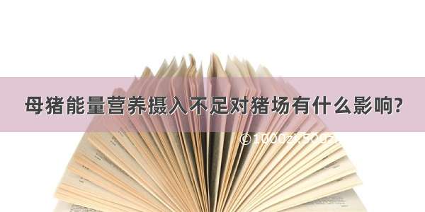 母猪能量营养摄入不足对猪场有什么影响?