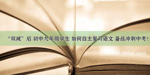 “双减”后 初中九年级学生 如何自主复习语文 备战冲刺中考！