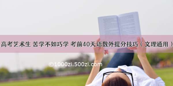 高考艺术生 苦学不如巧学 考前40天语数外提分技巧（文理通用）