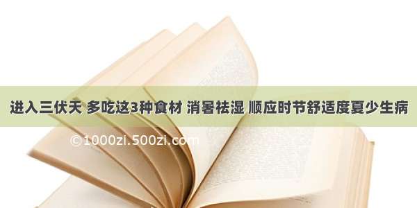 进入三伏天 多吃这3种食材 消暑祛湿 顺应时节舒适度夏少生病