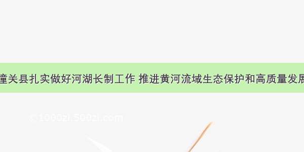 潼关县扎实做好河湖长制工作 推进黄河流域生态保护和高质量发展