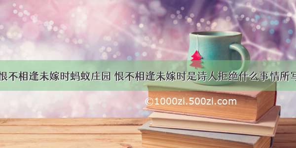 恨不相逢未嫁时蚂蚁庄园 恨不相逢未嫁时是诗人拒绝什么事情所写