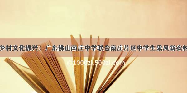 乡村文化振兴：广东佛山南庄中学联合南庄片区中学生采风新农村