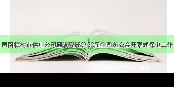 国网樟树市供电公司圆满完成第52届全国药交会开幕式保电工作