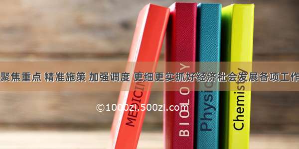 聚焦重点 精准施策 加强调度 更细更实抓好经济社会发展各项工作