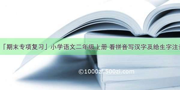 「期末专项复习」小学语文二年级上册 看拼音写汉字及给生字注音