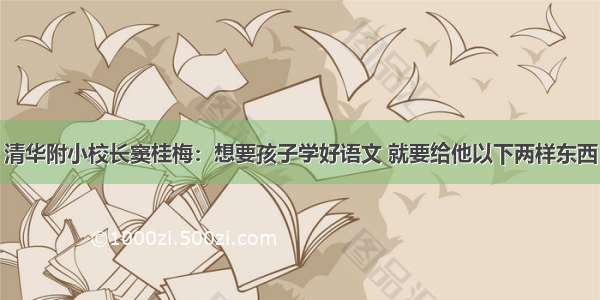 清华附小校长窦桂梅：想要孩子学好语文 就要给他以下两样东西