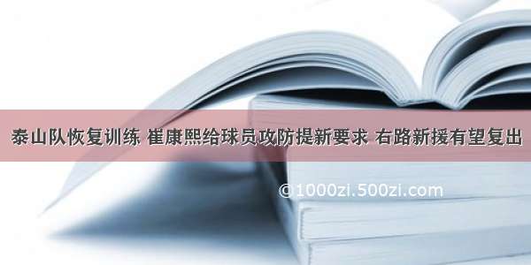 泰山队恢复训练 崔康熙给球员攻防提新要求 右路新援有望复出