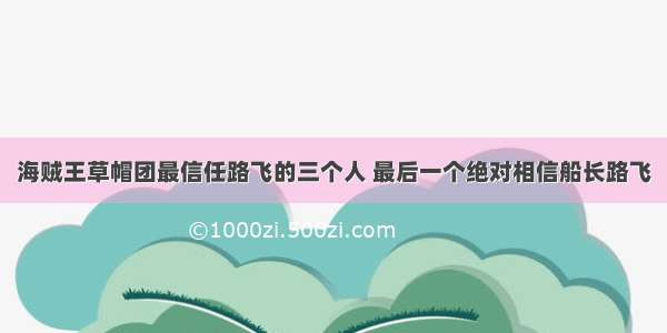 海贼王草帽团最信任路飞的三个人 最后一个绝对相信船长路飞