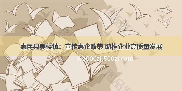 惠民县姜楼镇：宣传惠企政策 助推企业高质量发展