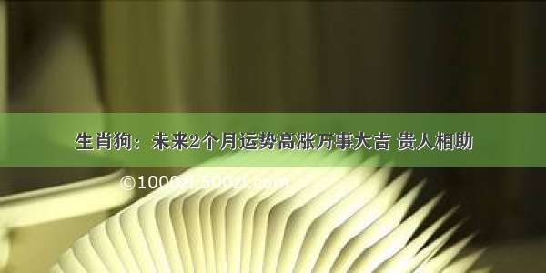 生肖狗：未来2个月运势高涨万事大吉 贵人相助