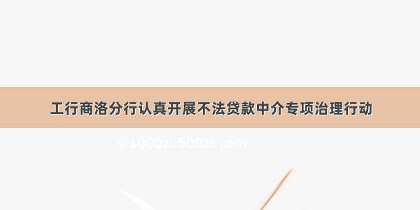 工行商洛分行认真开展不法贷款中介专项治理行动