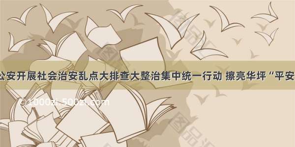 华坪公安开展社会治安乱点大排查大整治集中统一行动 擦亮华坪“平安底色”