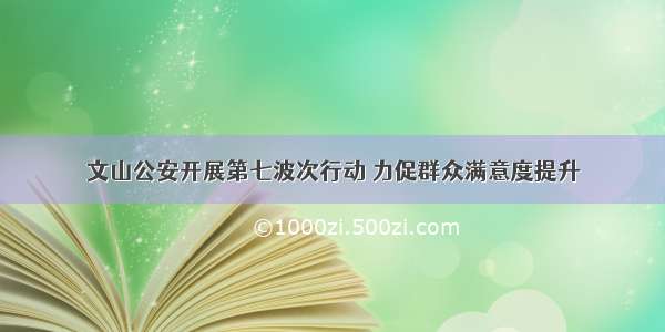 文山公安开展第七波次行动 力促群众满意度提升