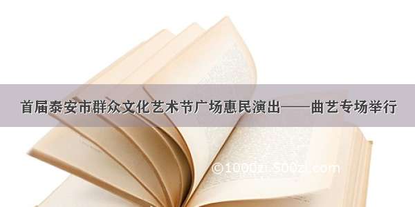 首届泰安市群众文化艺术节广场惠民演出——曲艺专场举行