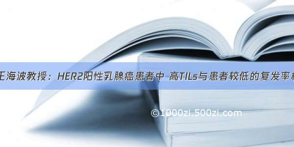 ASCO 丨王海波教授：HER2阳性乳腺癌患者中 高TILs与患者较低的复发率相关 但TI