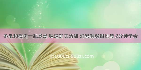 冬瓜和瘦肉一起煮汤 味道鲜美清甜 消暑解渴很过瘾 2分钟学会