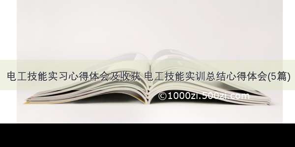 电工技能实习心得体会及收获 电工技能实训总结心得体会(5篇)