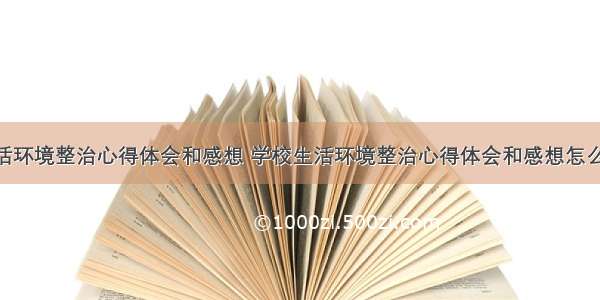 学校生活环境整治心得体会和感想 学校生活环境整治心得体会和感想怎么写(3篇)