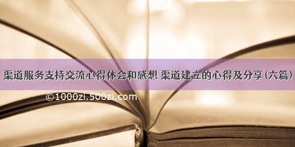 渠道服务支持交流心得体会和感想 渠道建立的心得及分享(六篇)