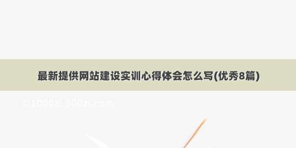 最新提供网站建设实训心得体会怎么写(优秀8篇)