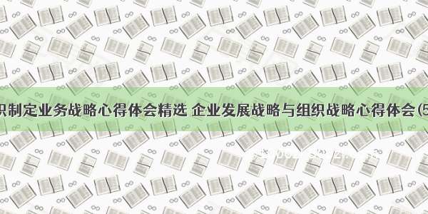 组织制定业务战略心得体会精选 企业发展战略与组织战略心得体会(5篇)