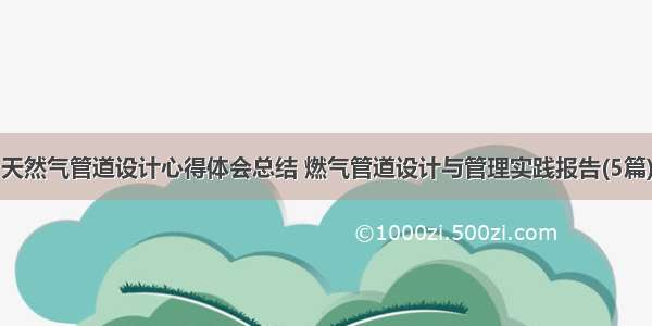 天然气管道设计心得体会总结 燃气管道设计与管理实践报告(5篇)