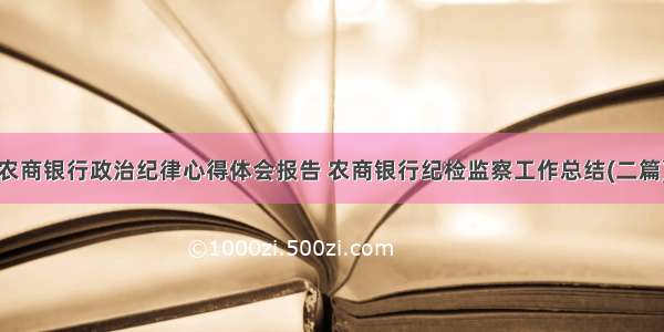 农商银行政治纪律心得体会报告 农商银行纪检监察工作总结(二篇)