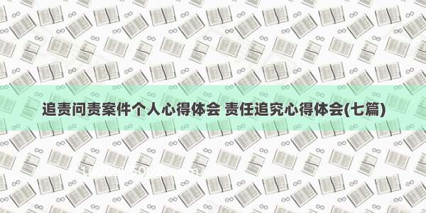 追责问责案件个人心得体会 责任追究心得体会(七篇)