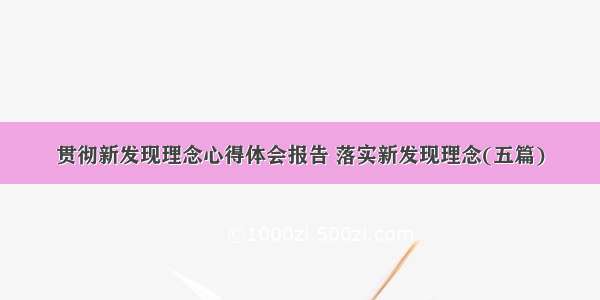 贯彻新发现理念心得体会报告 落实新发现理念(五篇)