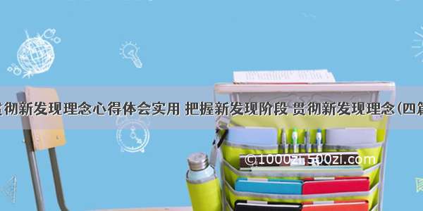 贯彻新发现理念心得体会实用 把握新发现阶段 贯彻新发现理念(四篇)