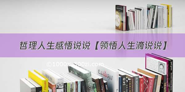 哲理人生感悟说说【领悟人生滴说说】