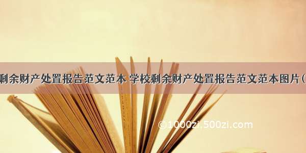 学校剩余财产处置报告范文范本 学校剩余财产处置报告范文范本图片(二篇)