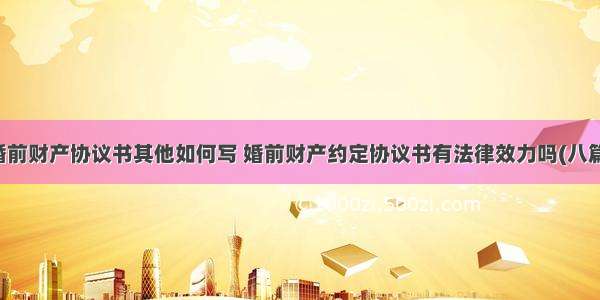 婚前财产协议书其他如何写 婚前财产约定协议书有法律效力吗(八篇)