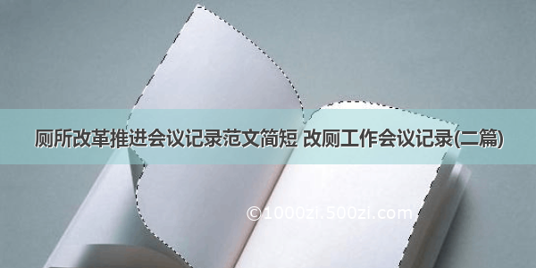 厕所改革推进会议记录范文简短 改厕工作会议记录(二篇)