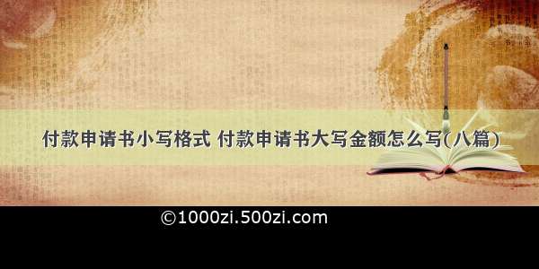 付款申请书小写格式 付款申请书大写金额怎么写(八篇)