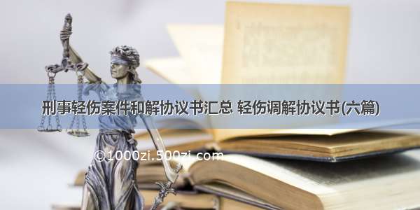 刑事轻伤案件和解协议书汇总 轻伤调解协议书(六篇)