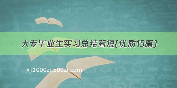 大专毕业生实习总结简短(优质15篇)