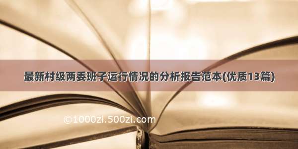 最新村级两委班子运行情况的分析报告范本(优质13篇)