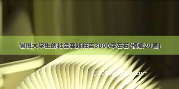 暑假大学生的社会实践报告3000字左右(模板20篇)