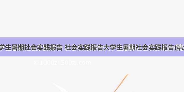 最新大学生暑期社会实践报告 社会实践报告大学生暑期社会实践报告(精选13篇)