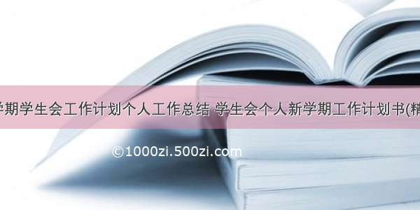 最新新学期学生会工作计划个人工作总结 学生会个人新学期工作计划书(精选16篇)