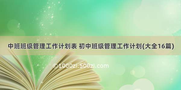 中班班级管理工作计划表 初中班级管理工作计划(大全16篇)