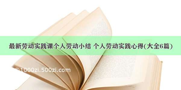 最新劳动实践课个人劳动小结 个人劳动实践心得(大全6篇)