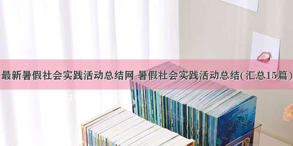 最新暑假社会实践活动总结网 暑假社会实践活动总结(汇总15篇)