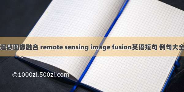 遥感图像融合 remote sensing image fusion英语短句 例句大全