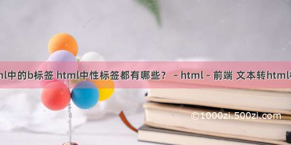 html中的b标签 html中性标签都有哪些？ – html – 前端 文本转html标签