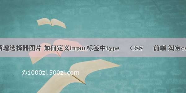 css3新增选择器图片 如何定义input标签中type – CSS – 前端 淘宝css助手