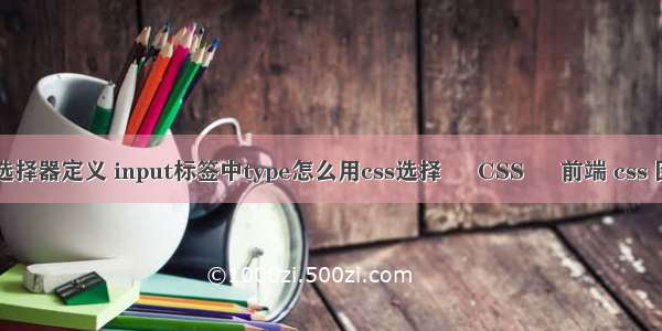 css类选择器定义 input标签中type怎么用css选择 – CSS – 前端 css 图片 层