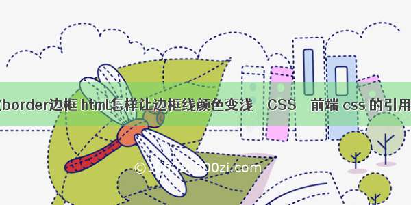 js修改border边框 html怎样让边框线颜色变浅 – CSS – 前端 css 的引用路径